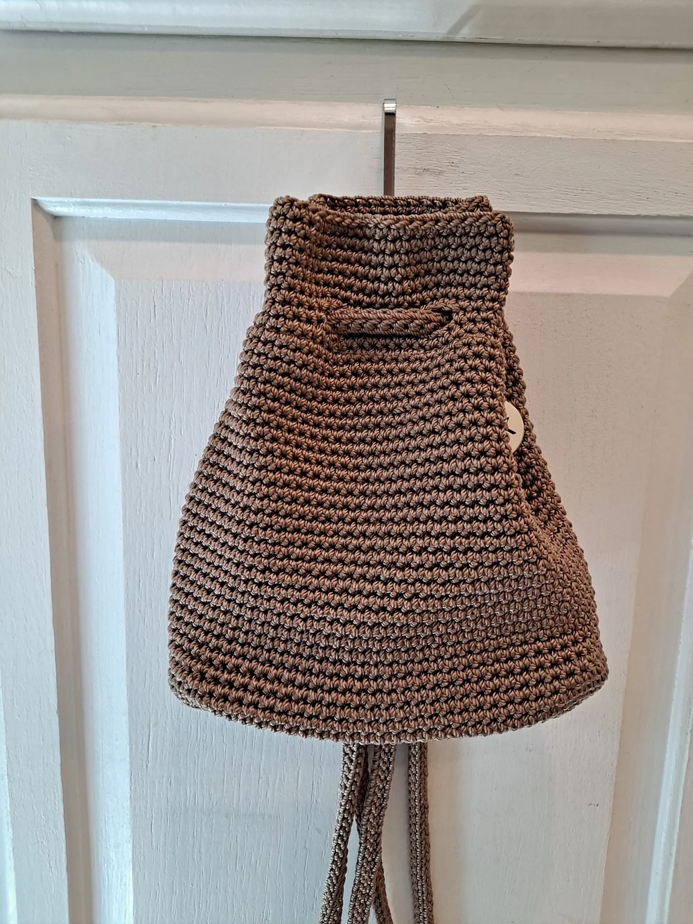 The Sak Brown Crochet Drawstring Mini Backpack